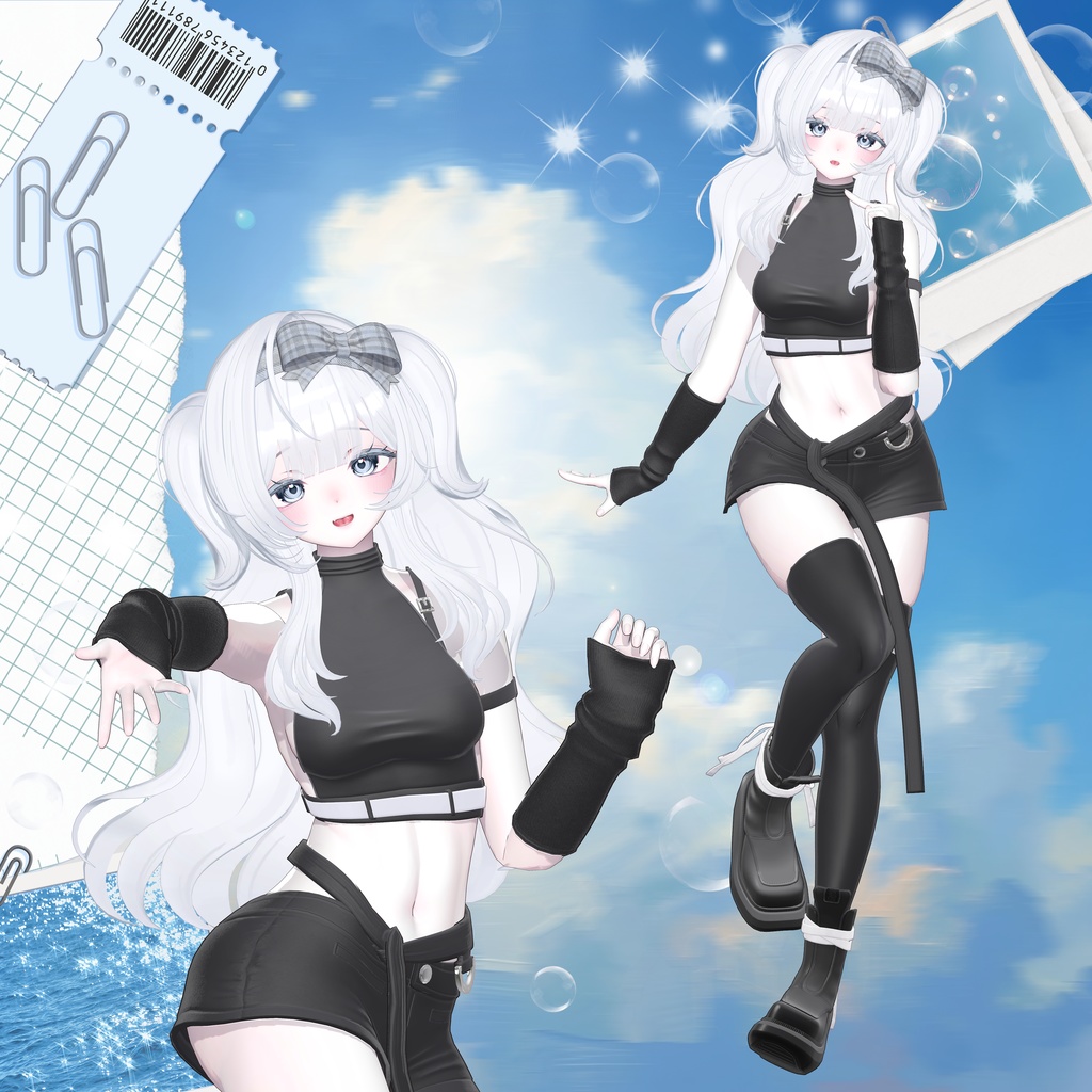 【 9アバター対応 】 Ribbon Side Half Twintail