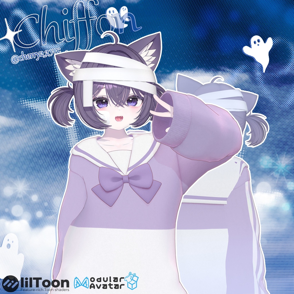 【 11アバター対応 】 Bandage Neko Twin