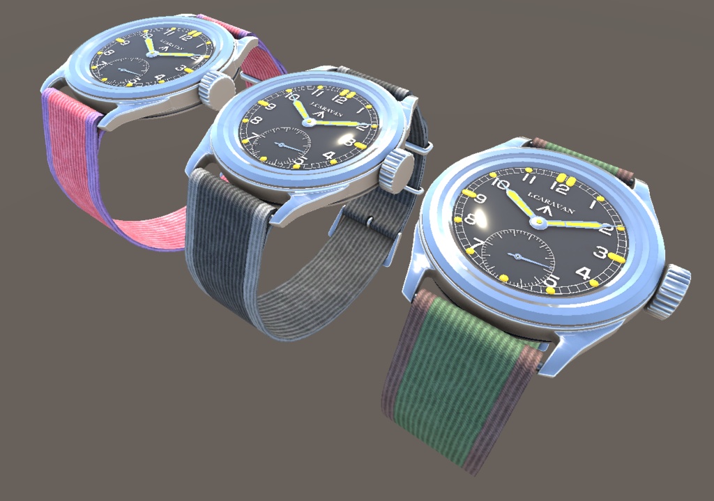 【VRChat向け】ミリタリー風腕時計(カラバリ3種)