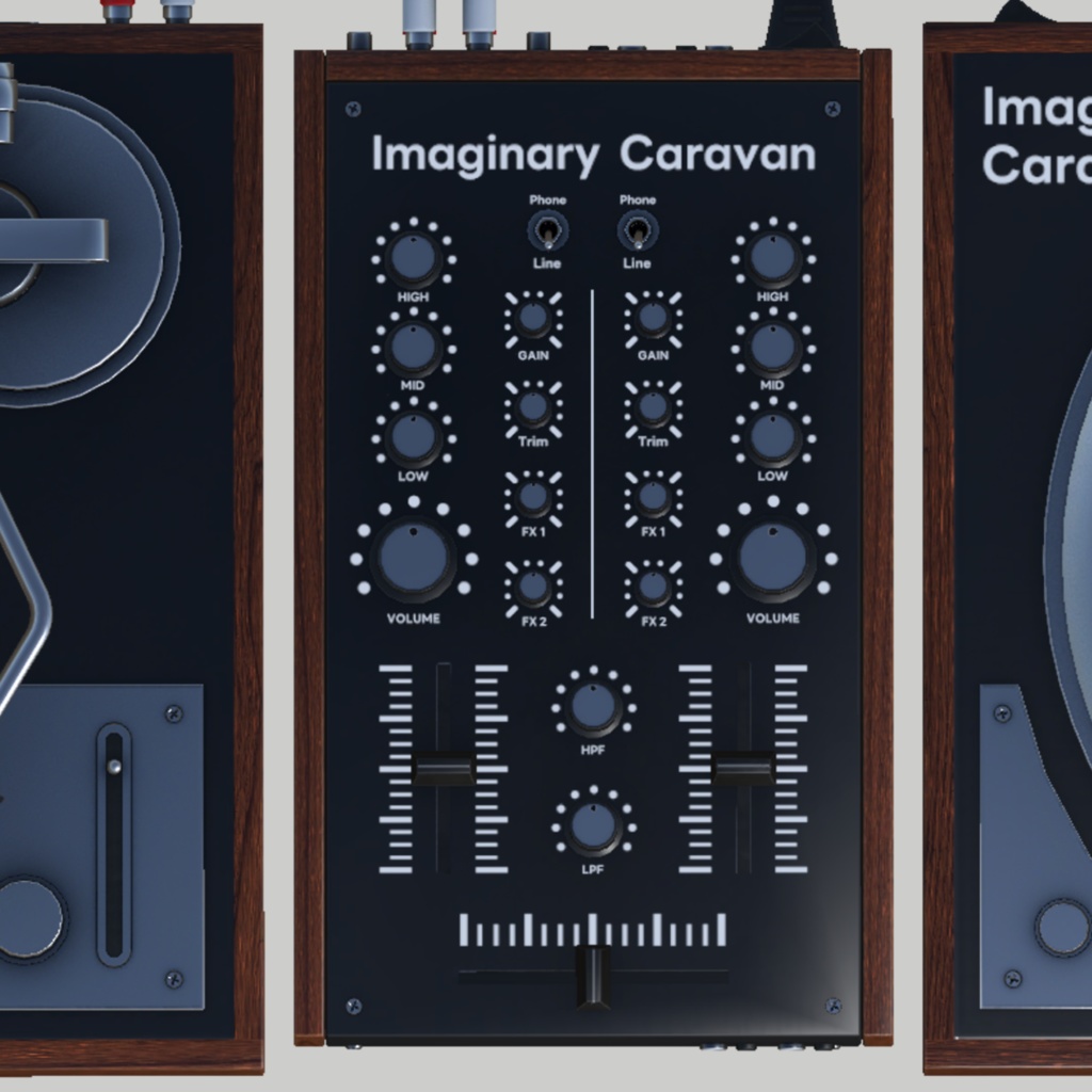 落ち着いたデザインのDJセット(Mixer & RecordPlayer)