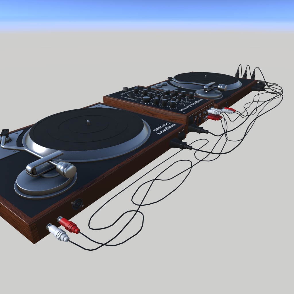 落ち着いたデザインのDJセット(Mixer & RecordPlayer)