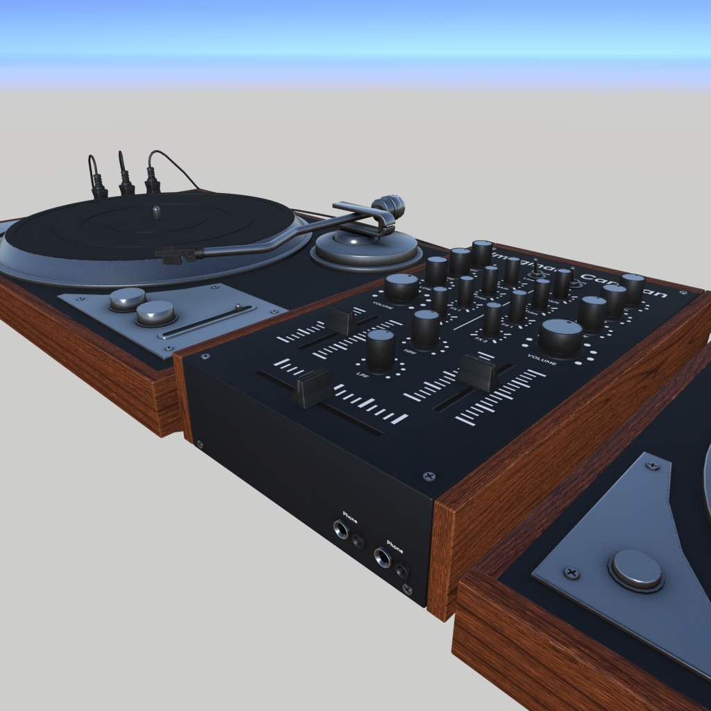 落ち着いたデザインのDJセット(Mixer & RecordPlayer)