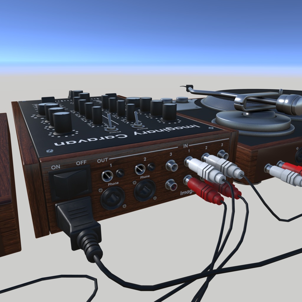落ち着いたデザインのDJセット(Mixer & RecordPlayer)