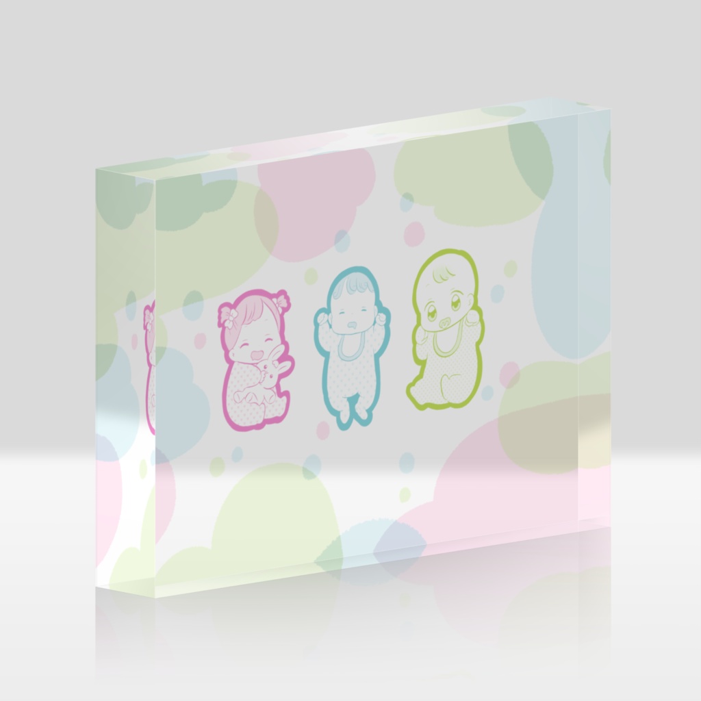 赤ちゃんトリオのアクリルブロック