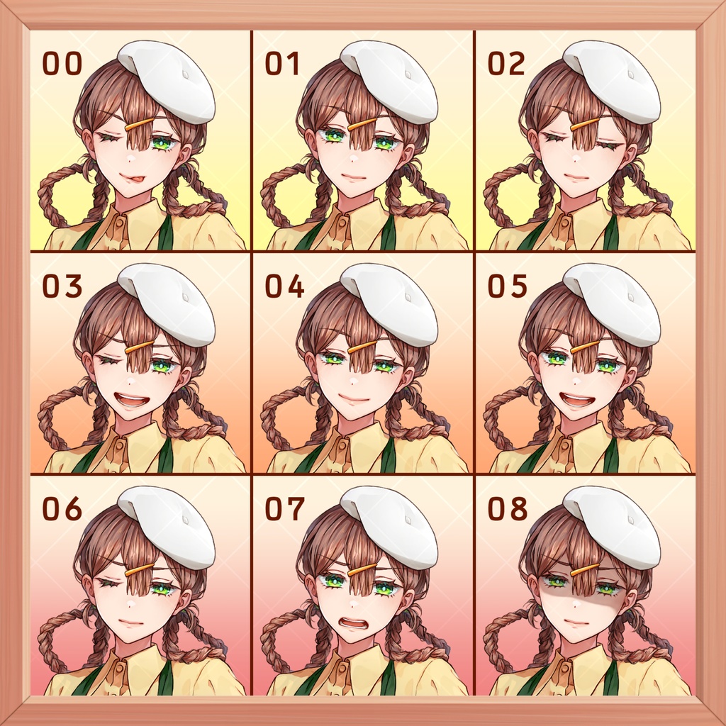 【立ち絵素材】画家っぽい女の子【表情20種+黒塗り】