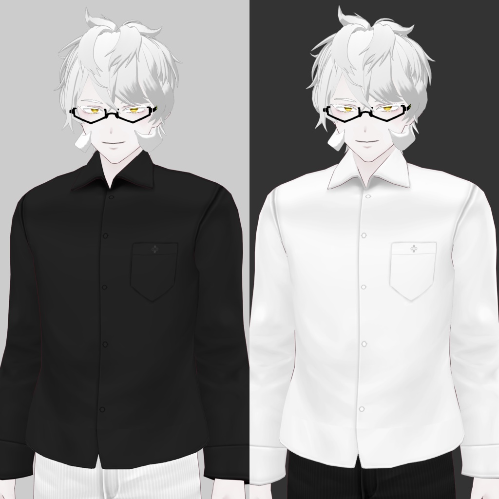 [VRoid/Free] Basic Dress Shirt Black/White ベーシックYシャツ ブラック/ホワイト #Revirsi rv0004-k/w