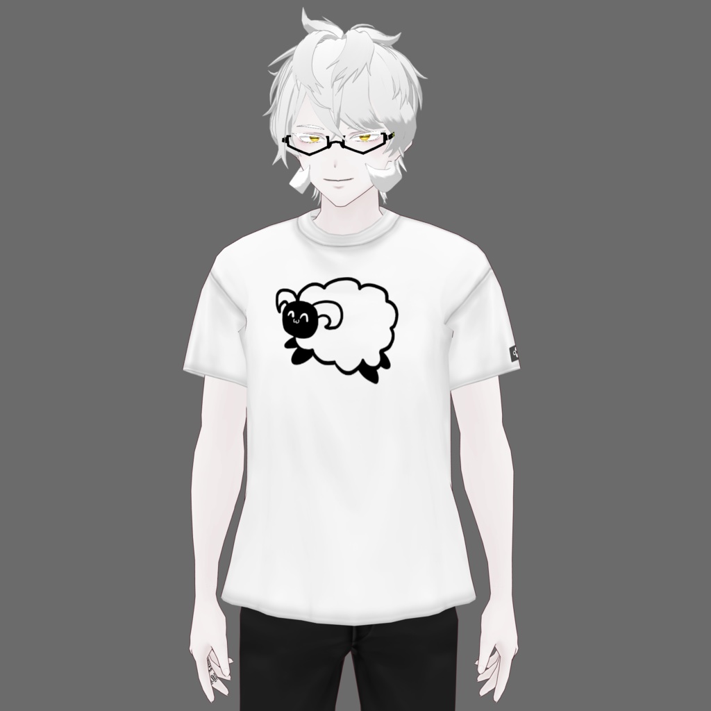 [VRoid/Free] Smily Sheep T-Shirt White ニコニコヒツジTシャツ ホワイト #Revirsi rv0007-w
