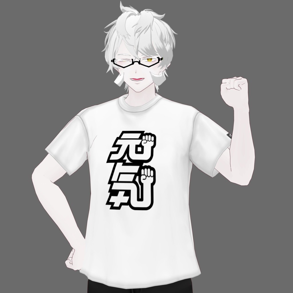 [VRoid/Free] "Genki" Logo T-Shirt White 「元気」ロゴTシャツ ホワイト #Revirsi rv0013-w