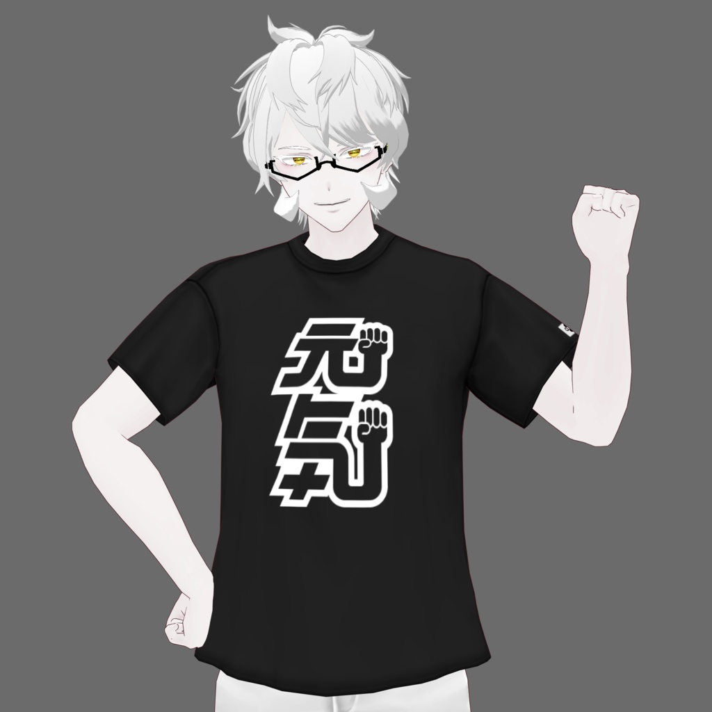 [VRoid/Free] "Genki" Logo T-Shirt Black 「元気」ロゴTシャツ ブラック #Revirsi rv0013-k