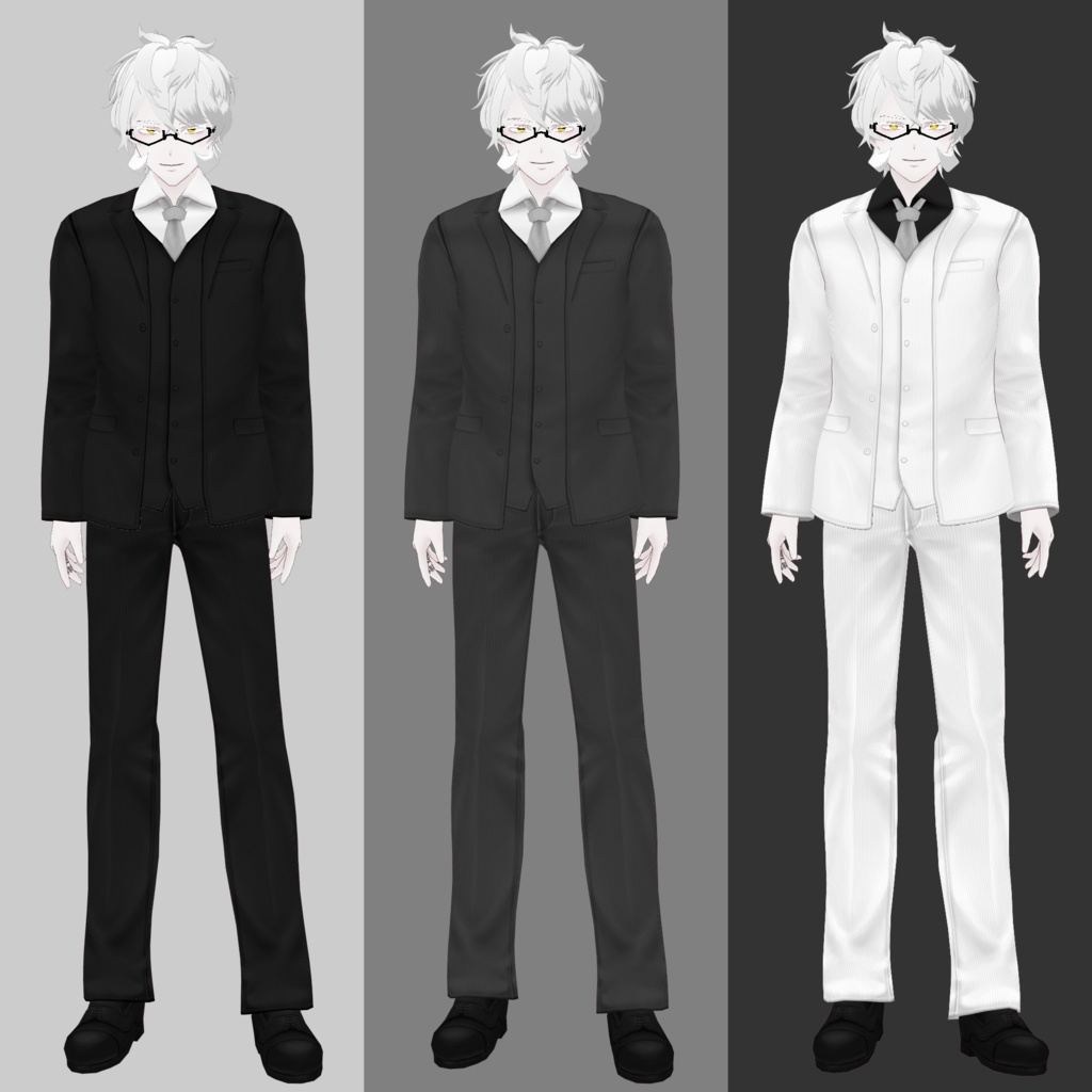[VRoid/Free] Classic Three-Piece Suits Black/Gray/White クラシックスリーピーススーツ ブラック/グレー/ホワイト #Revirsi rv0016-k/a/w