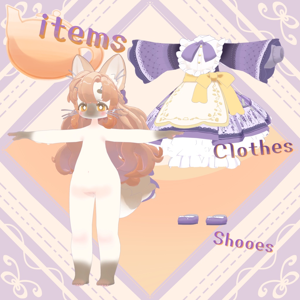 オリジナル3Dモデル 「ねこミルクティーのルクティカちゃん」