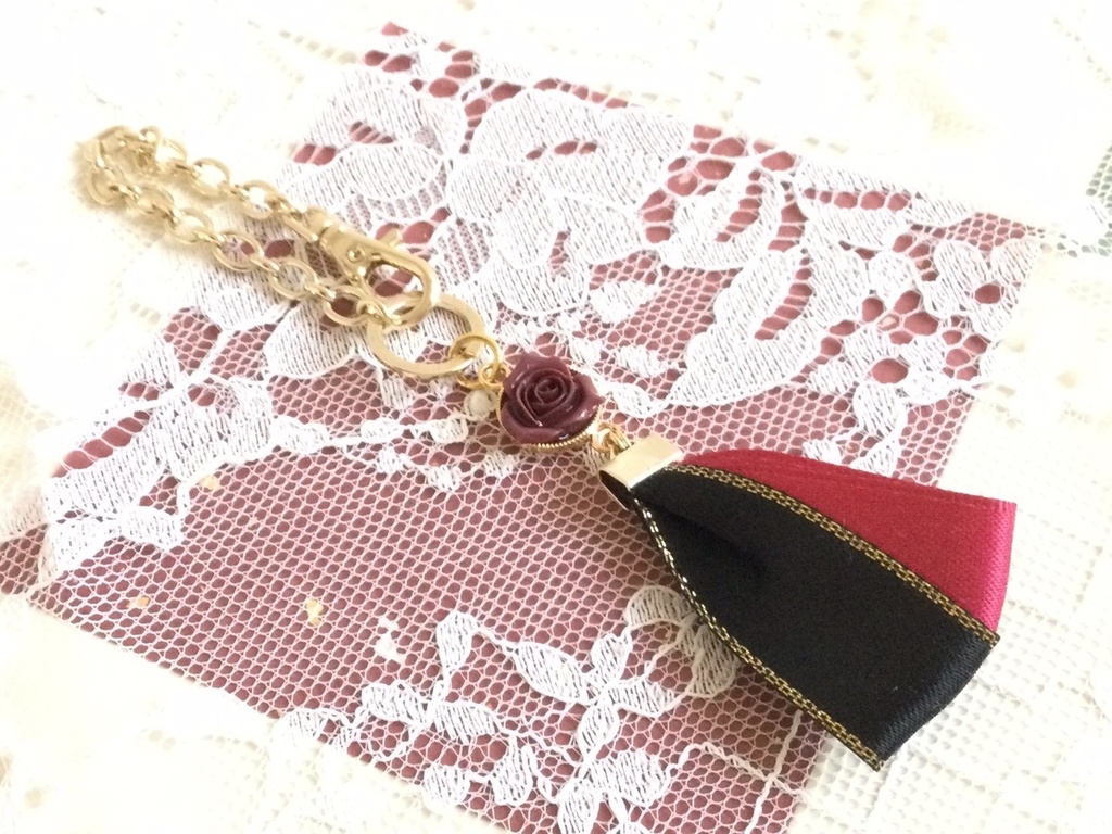 想いの薔薇 古備前バッグチャーム