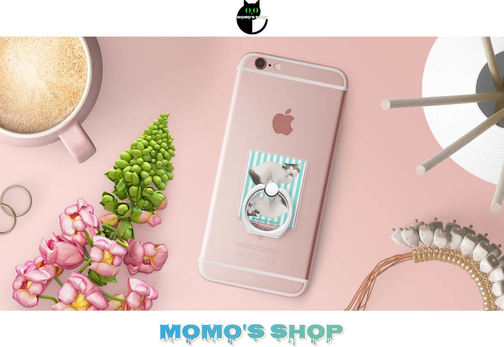 momoのスマホリング-ストライプ柄