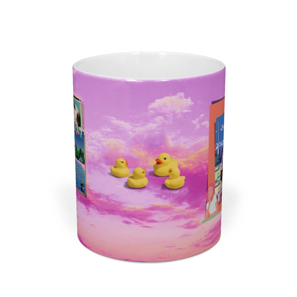 アヒルと一緒に-sky マグカップ