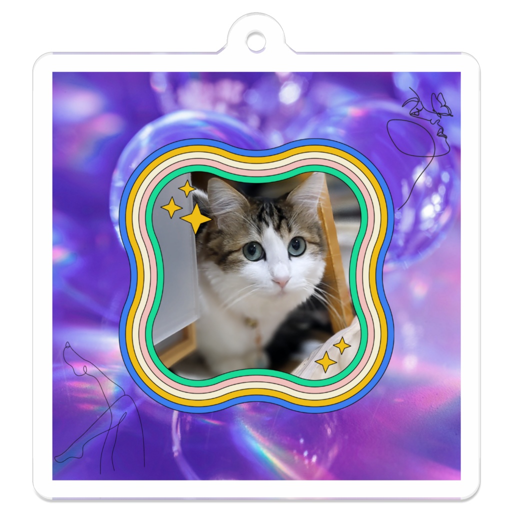 MOMOのキーホルダー#6 (コーティングなし)50 x 50 (mm)