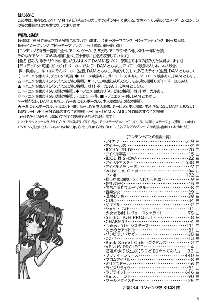 アイドルコンテンツカラオケ楽曲まとめ