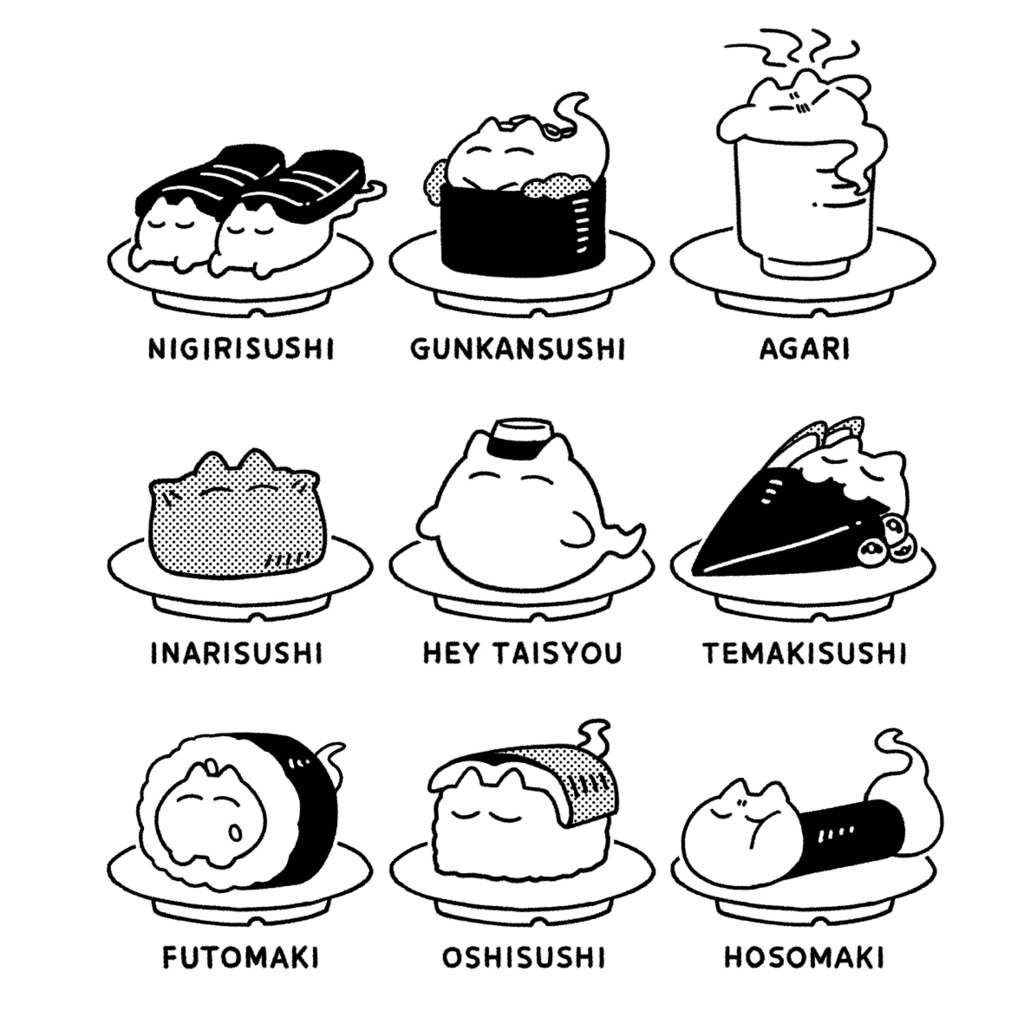 おすしねこおばけちゃんフレークシール