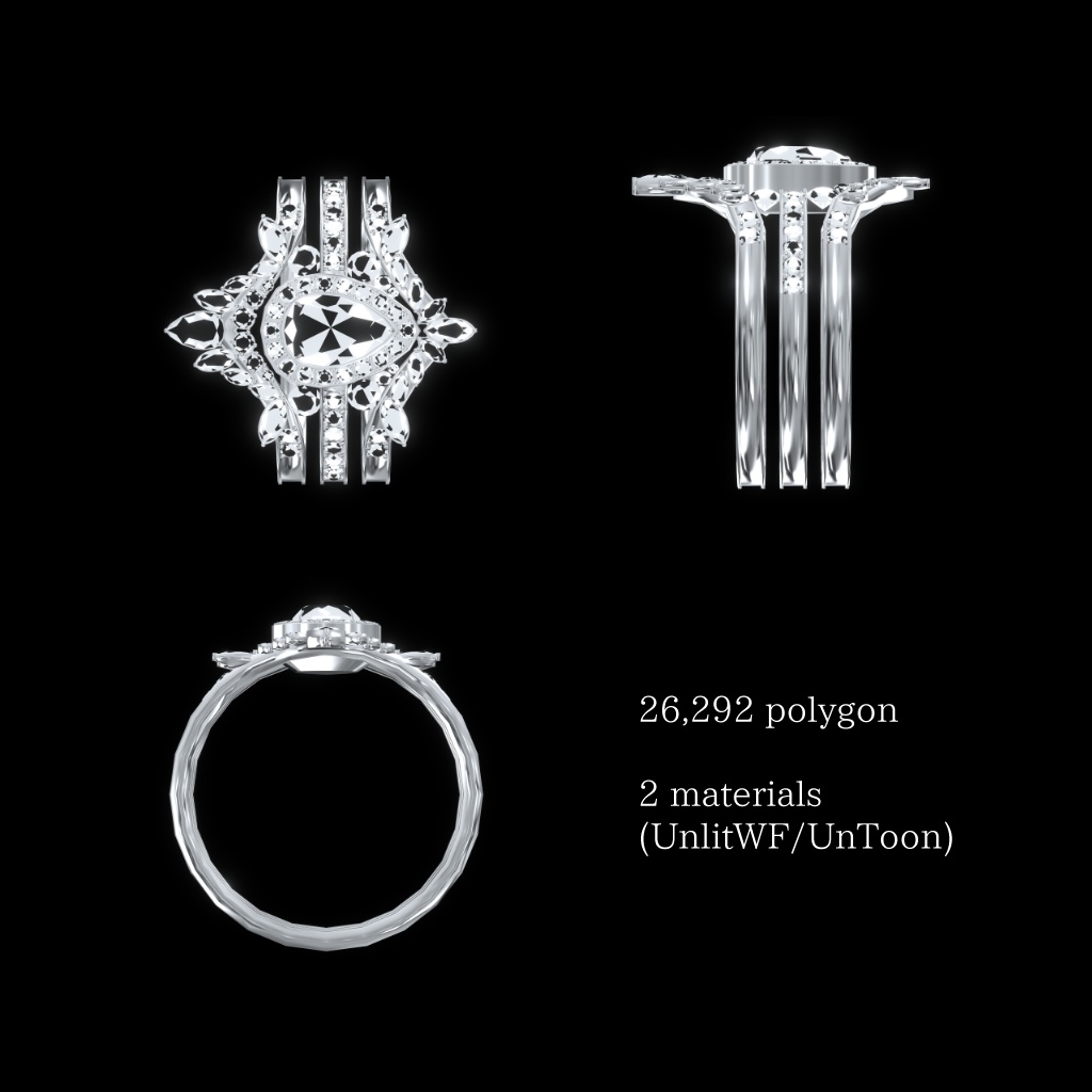 『VEDA ペアカットダイヤ ヘイローリング』VRSNS向けアクセサリー