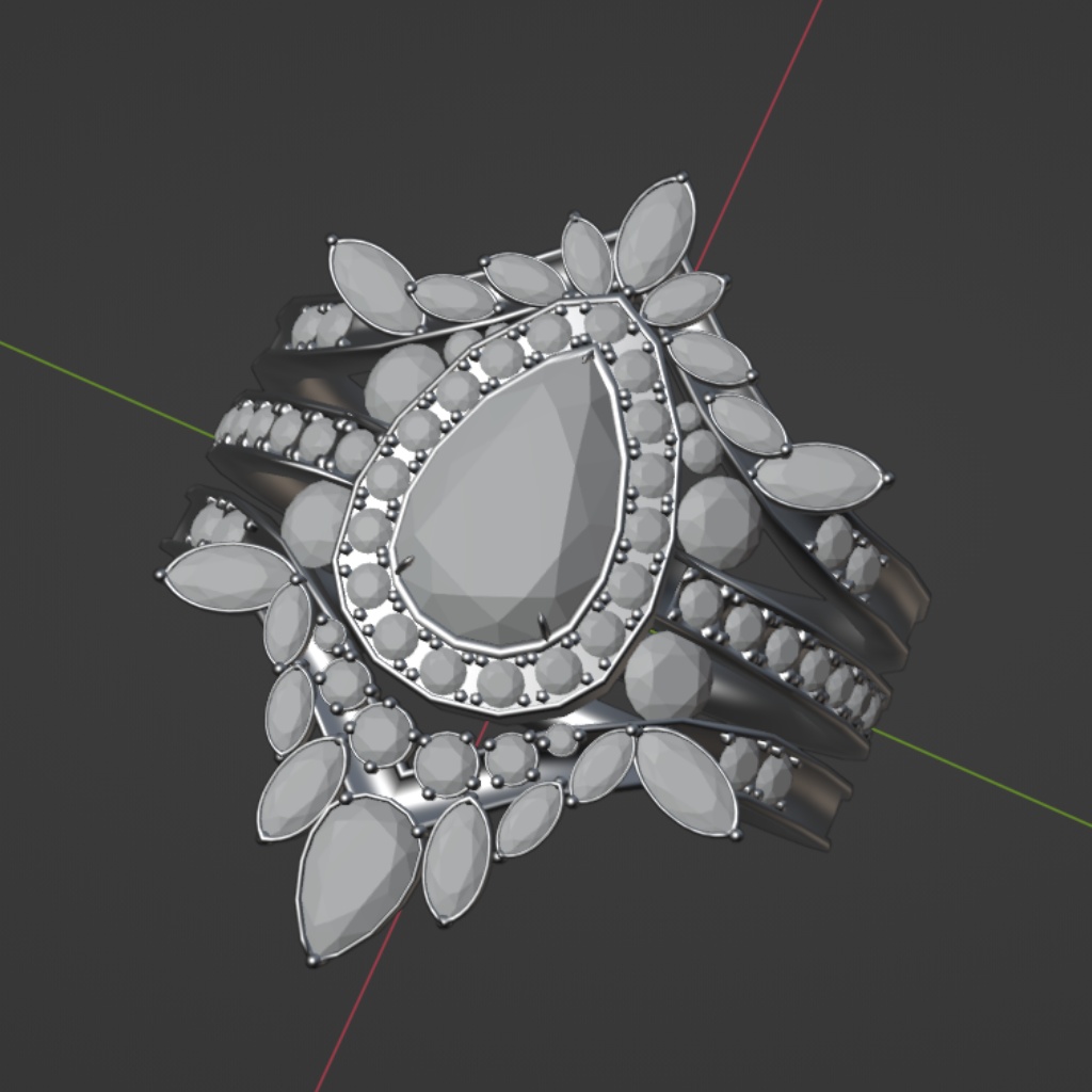 『VEDA ペアカットダイヤ ヘイローリング』VRSNS向けアクセサリー