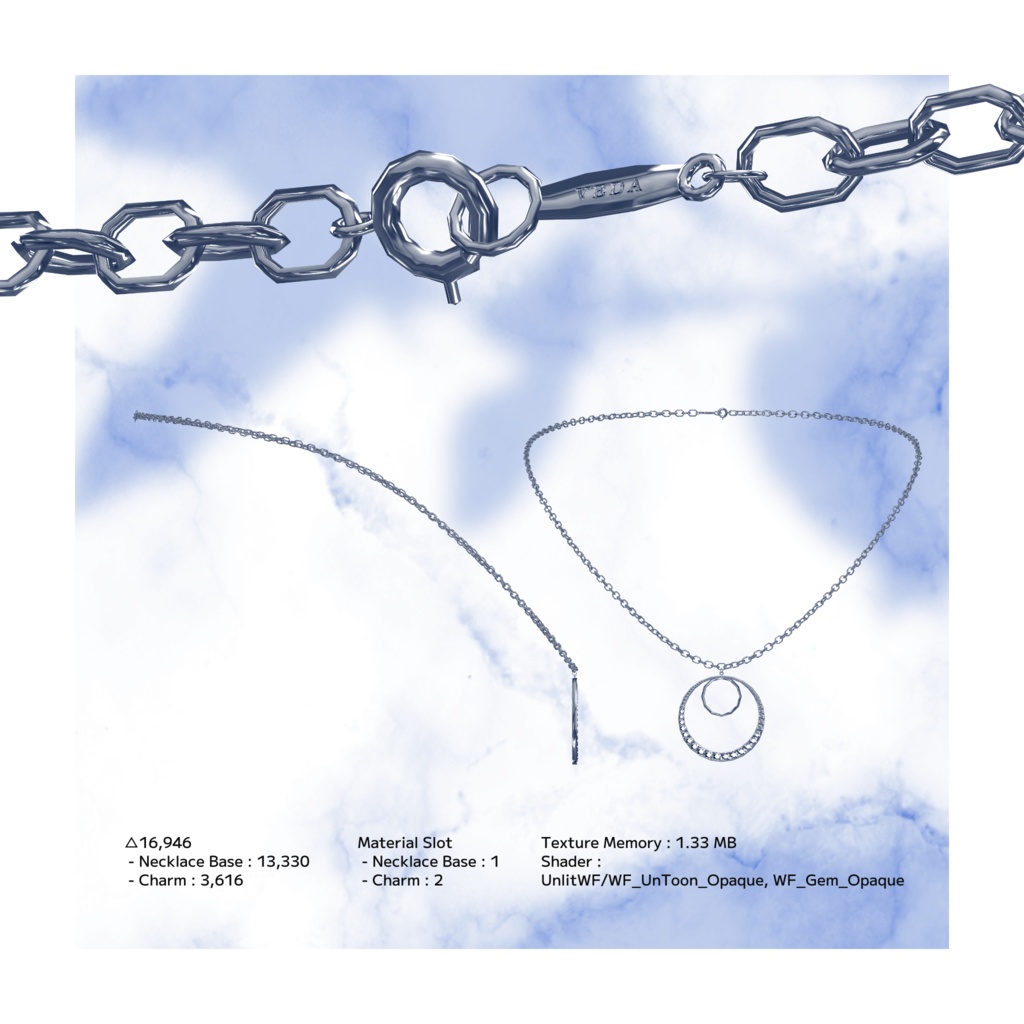 『VEDA Necklace 002 パヴェ メレダイヤモンド』VRSNS向けアクセサリー