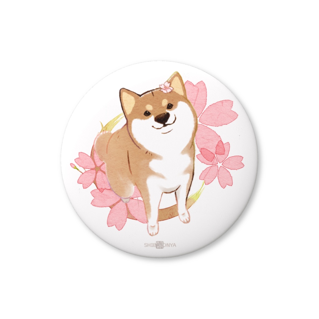 柴犬さんと花便り缶バッチ(4月~9月)