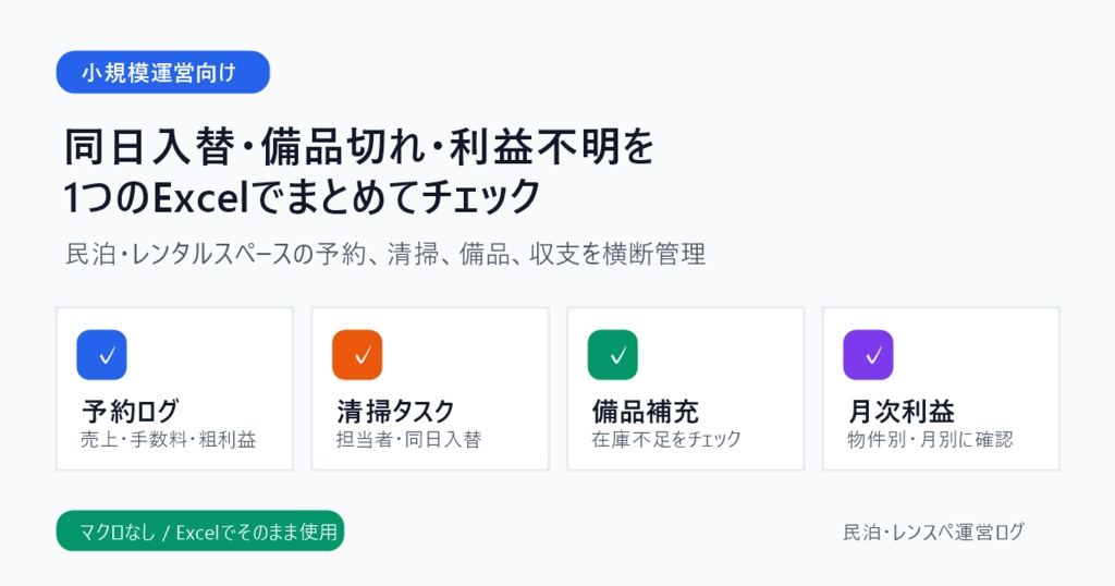 民泊・レンスペ運営ログ|予約・清掃・収支を1つで見える化