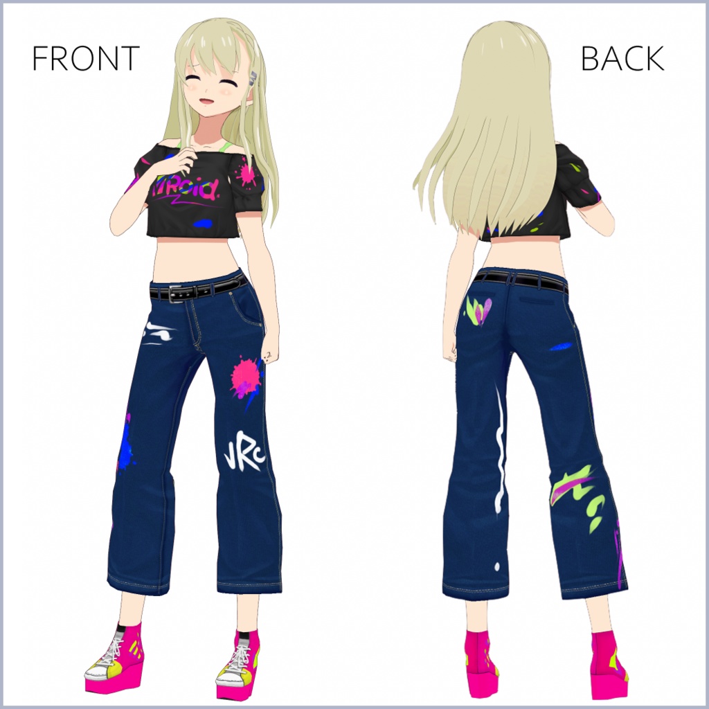 【#VRoid】【無料】ワクワクペイントコーデ【正式版対応済】【追記あり】