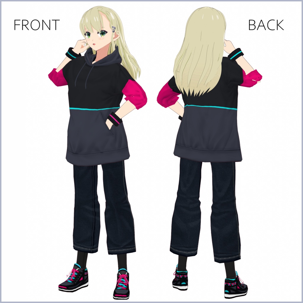 【#VRoid】ダンスネオンパーカー&バッシュ【正式版対応済】