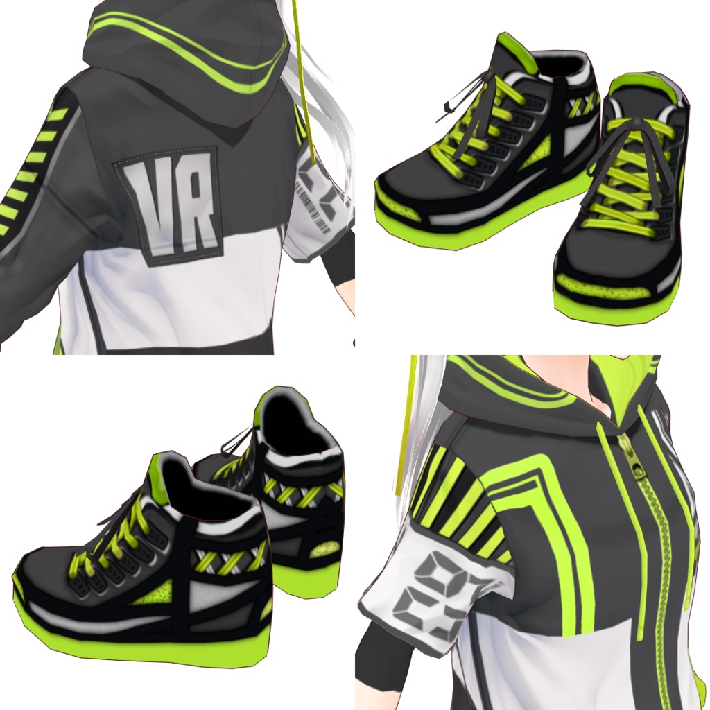 【#VRoid】サイバーパンクパーカーコーデ【正式版対応済】【セルルック対応】【男女兼用】