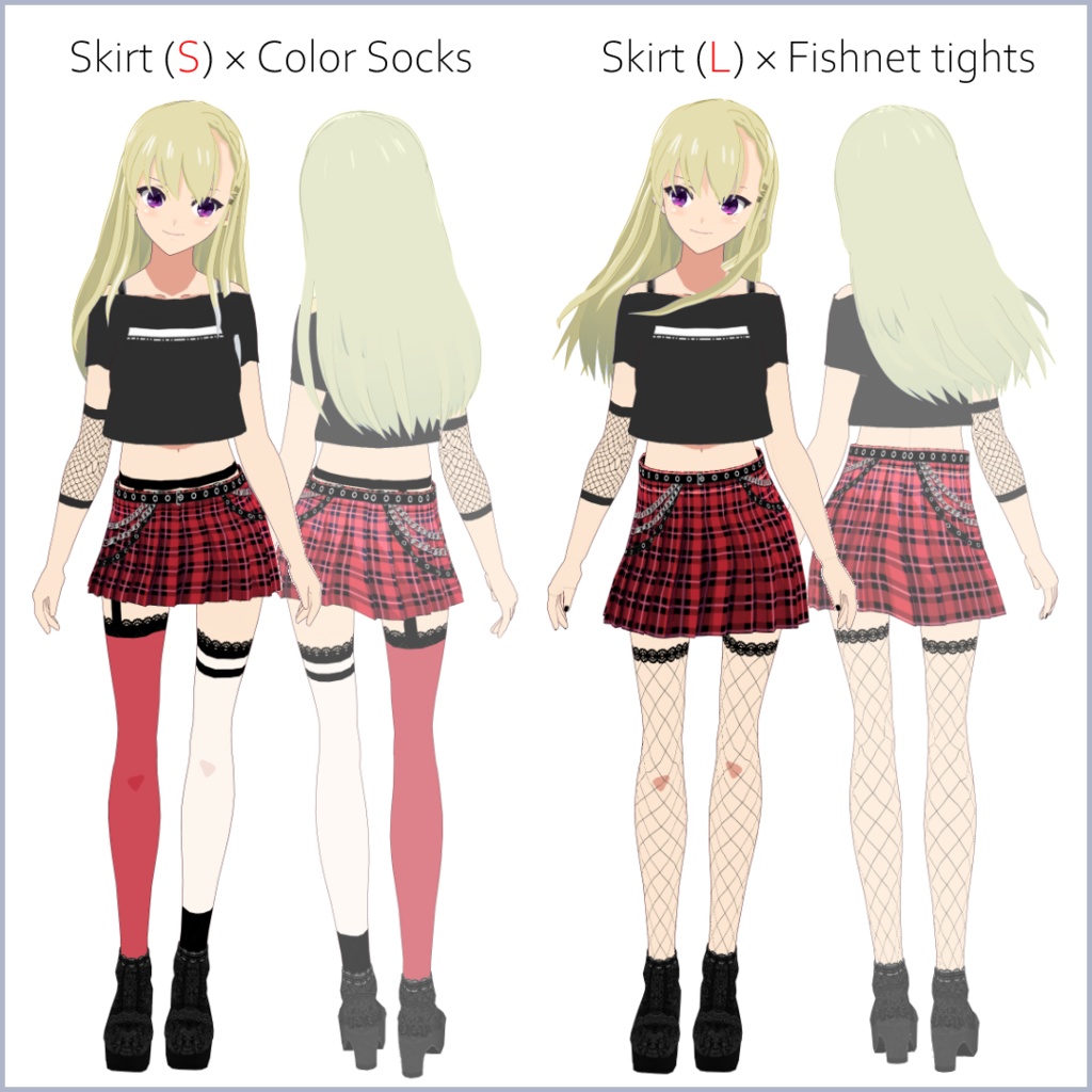 【#VRoid】パンクロックガーリーセット【正式版対応済】【セルルック対応】