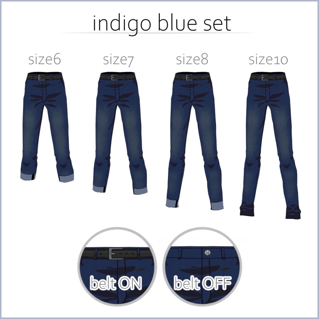 【#VRoid】アニメ風ロングジーンズ・デニム【正式版対応済】【セルルック対応】【男女兼用】