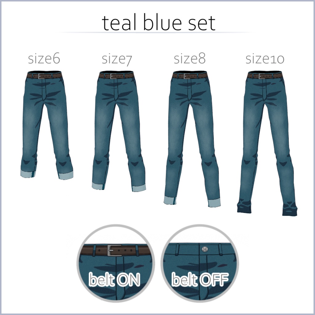 【#VRoid】アニメ風ロングジーンズ・デニム【正式版対応済】【セルルック対応】【男女兼用】