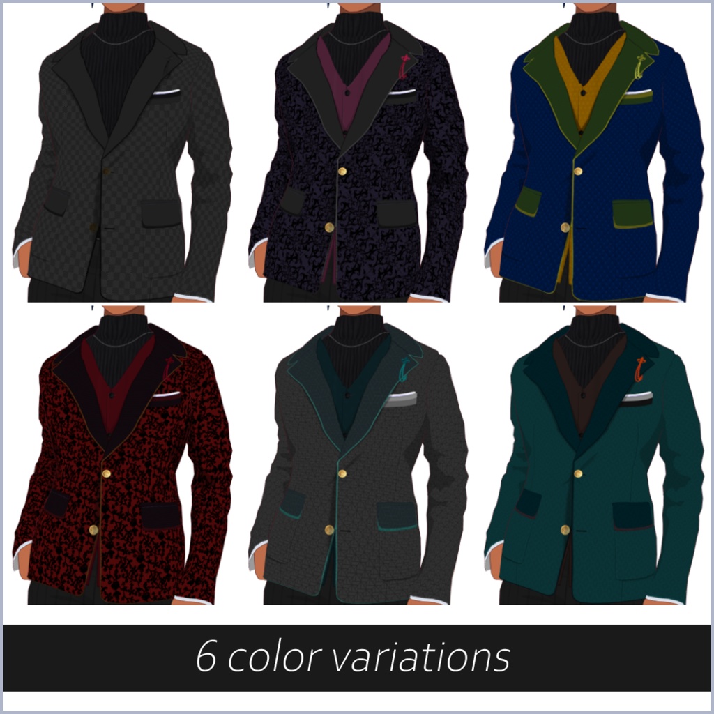 【#VRoid】メンズジャケット/スーツ/ブレザーセットB【正式版対応済】VRoid texture