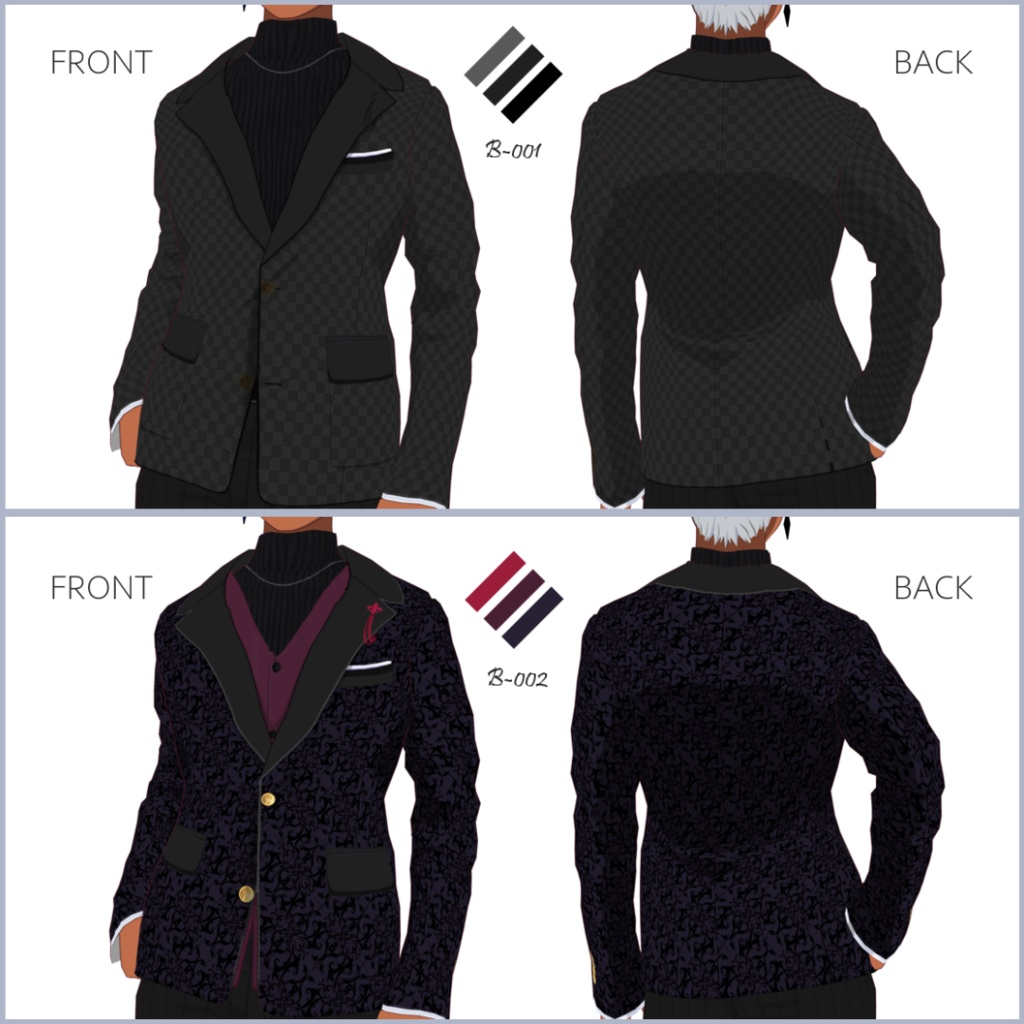 【#VRoid】メンズジャケット/スーツ/ブレザーセットB【正式版対応済】VRoid texture
