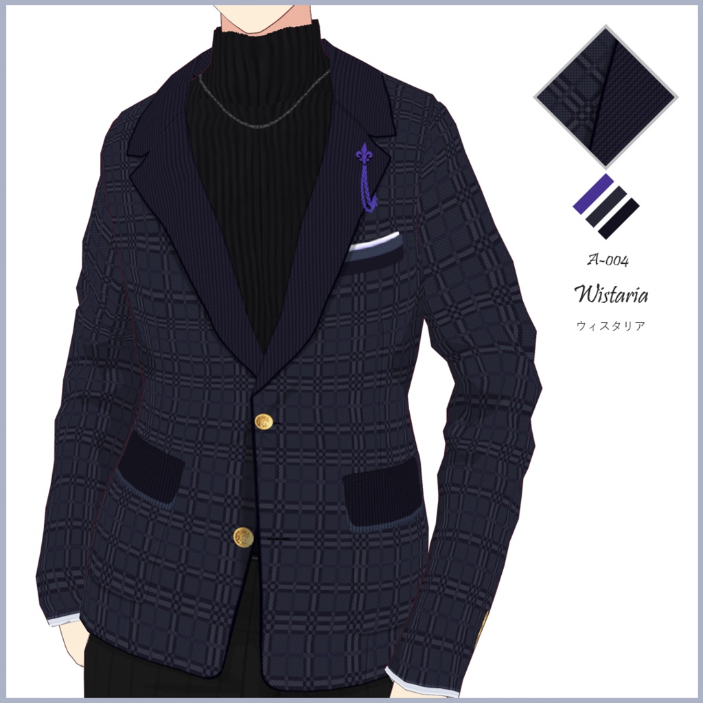 【#VRoid】メンズジャケット/スーツ/ブレザーセットA【正式版対応済】VRoid texture