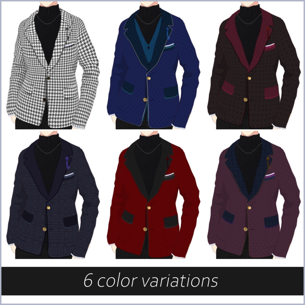 【#VRoid】メンズジャケット/スーツ/ブレザーセットA【正式版対応済】VRoid texture