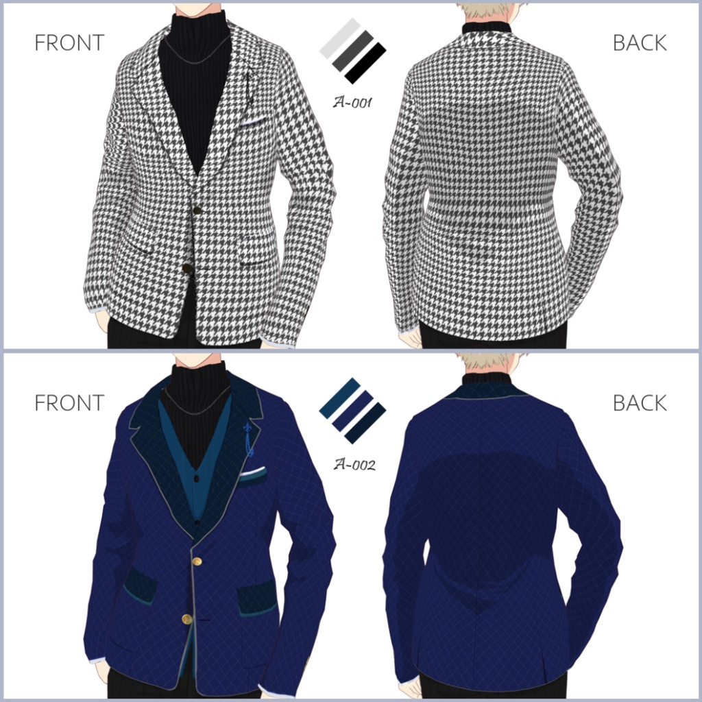 【#VRoid】メンズジャケット/スーツ/ブレザーセットA【正式版対応済】VRoid texture