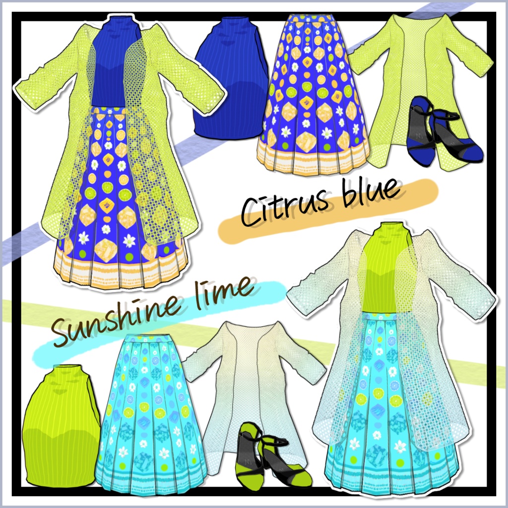 【#VRoid】レースカーディガンスカートセット【無料】【正式版対応済】【セルルック対応】