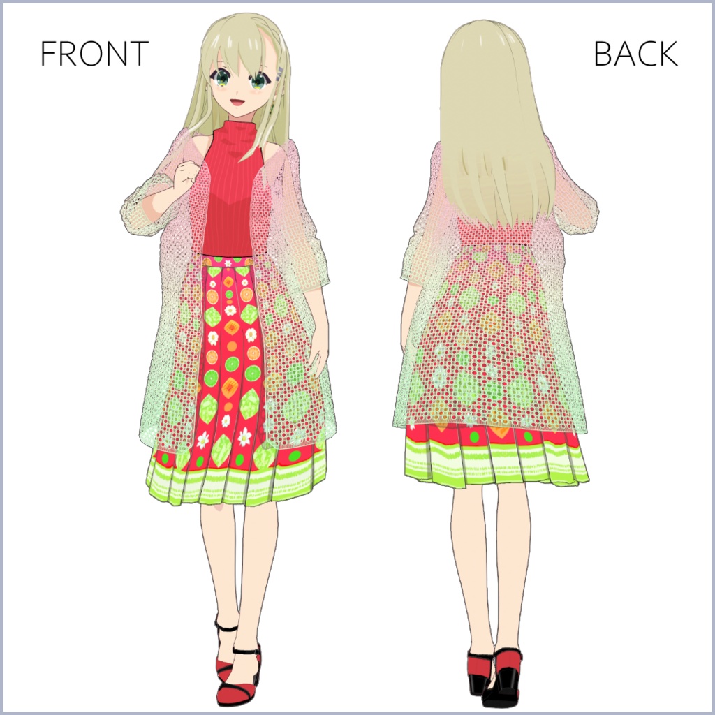 【#VRoid】レースカーディガンスカートセット【無料】【正式版対応済】【セルルック対応】