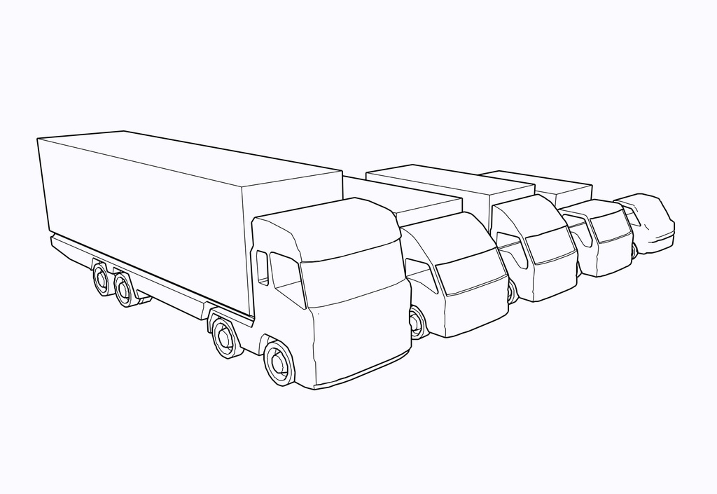 建築模型　トラック5種 1/100