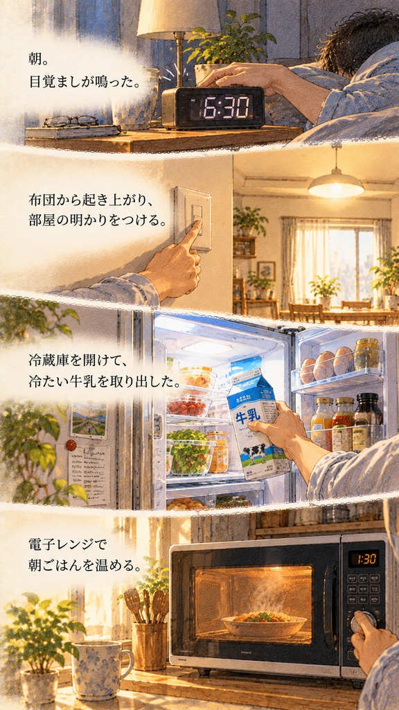 電気がある日常　５２ページの大人の絵本・PDF版