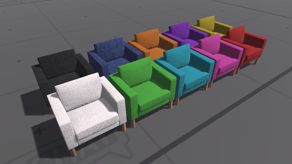 【VRC】座れる各色ソファ単色10色セット(低ポリゴン)