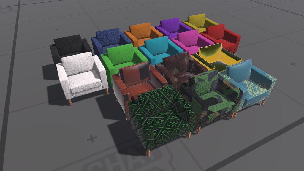 【VRC】 座れるソファフルセット版(低ポリゴン)