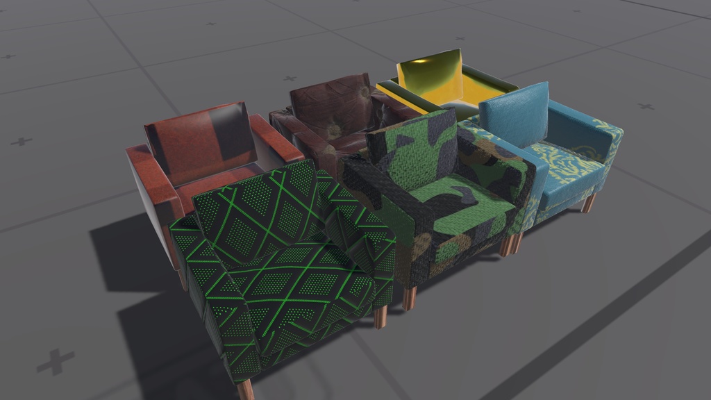 【VRC】 座れるソファフルセット版(低ポリゴン)