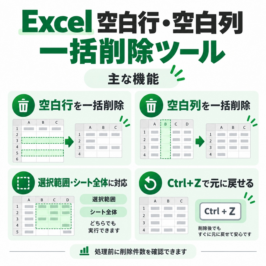 Excel 空白行・空白列 一括削除ツール