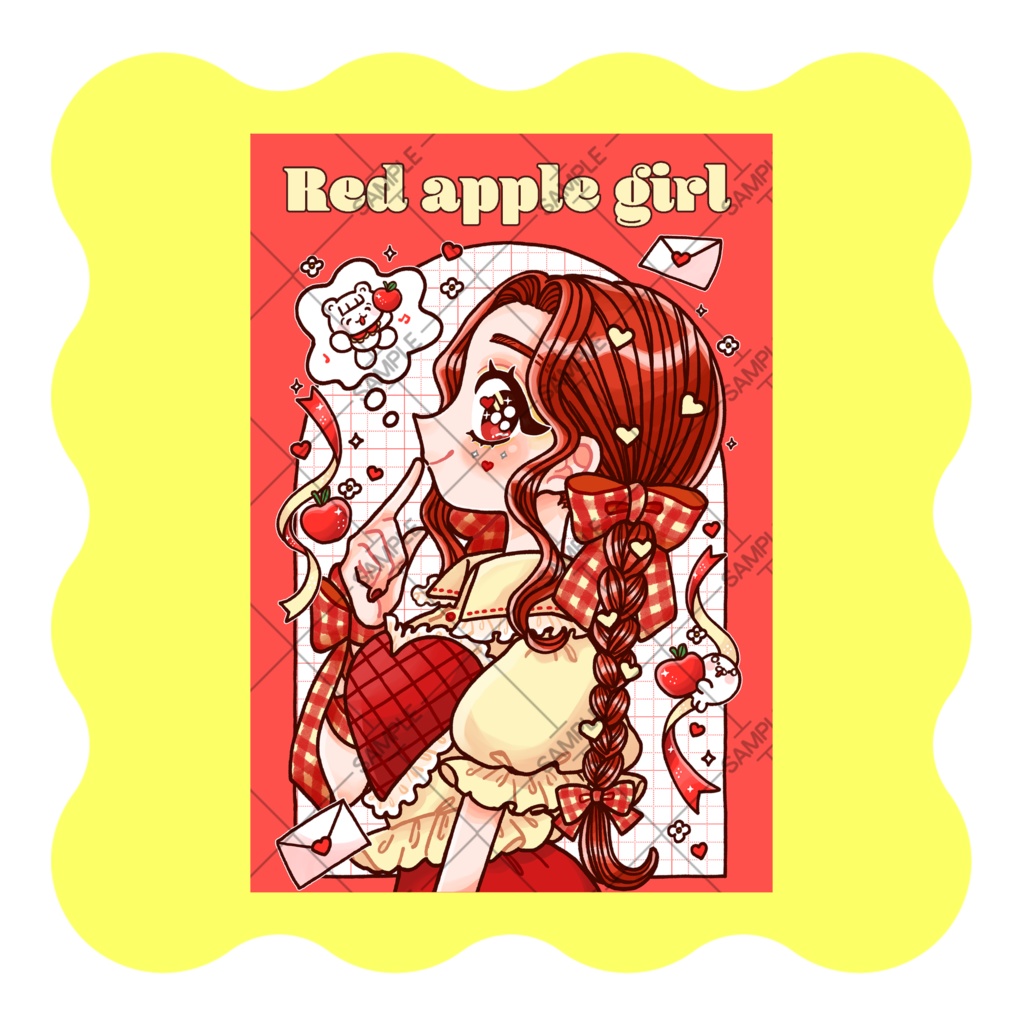 Red apple girl ポストカード