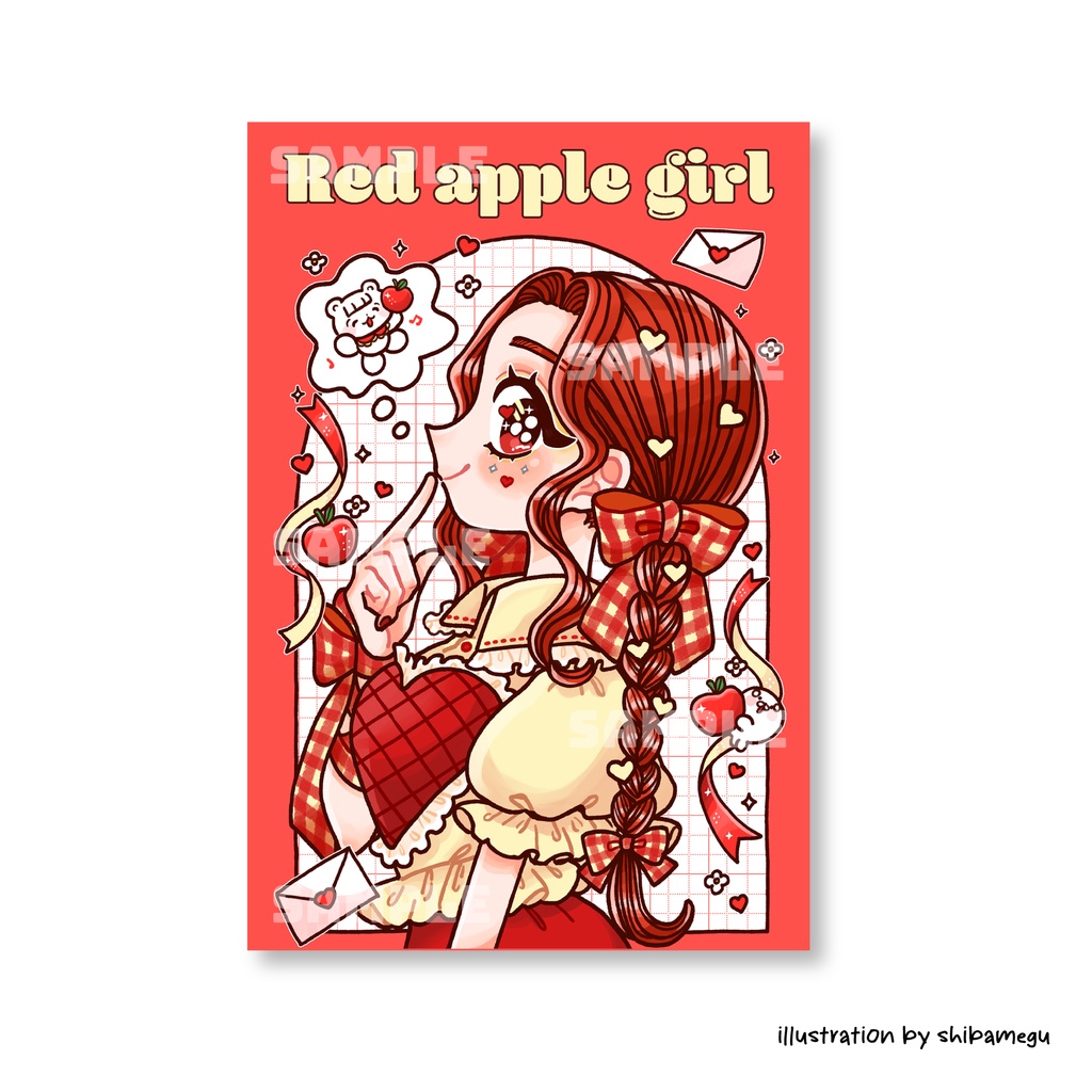 ポストカード（Red apple girl）