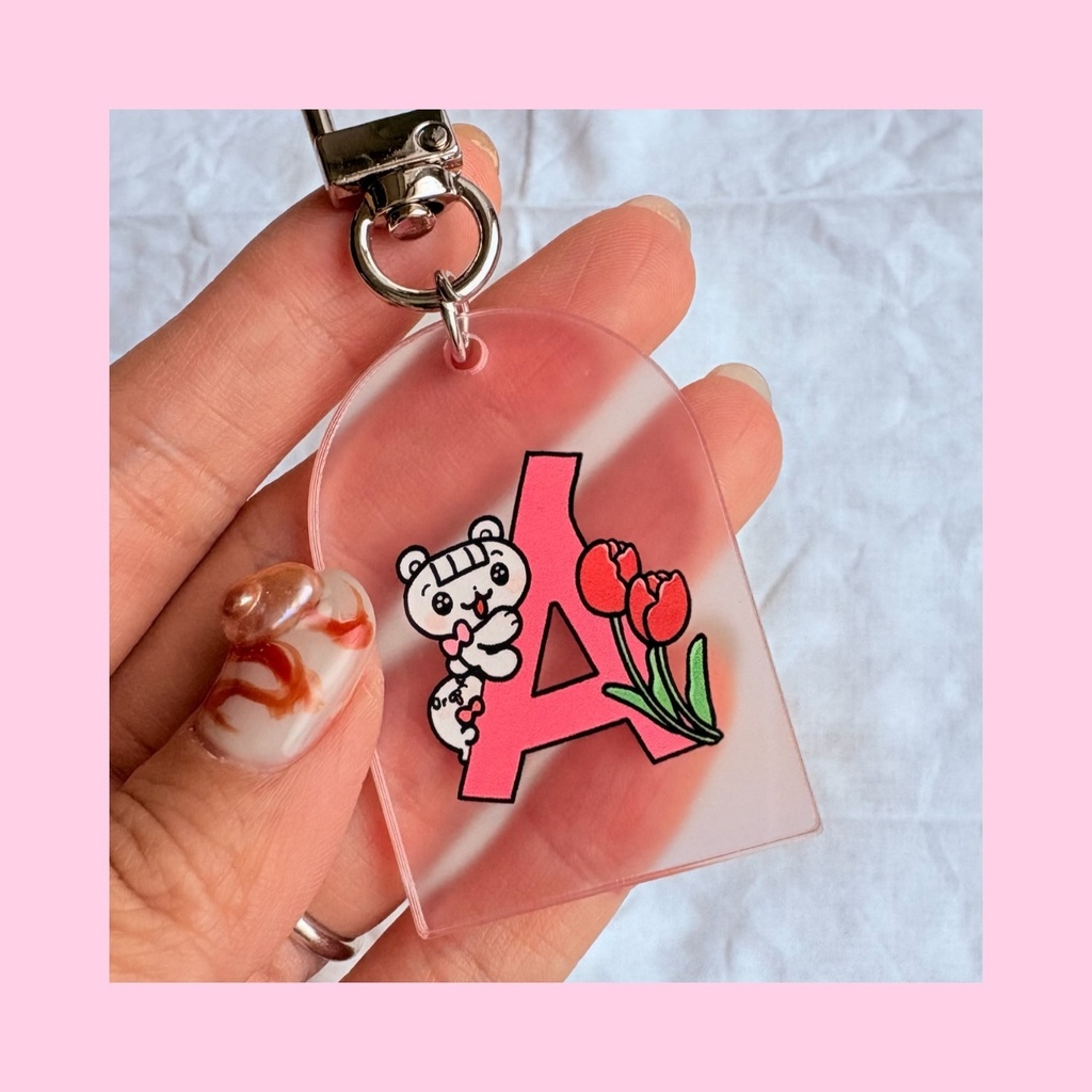 お花×アルファベット*ランダムキーホルダー(A〜J)*花言葉ポストカード付き