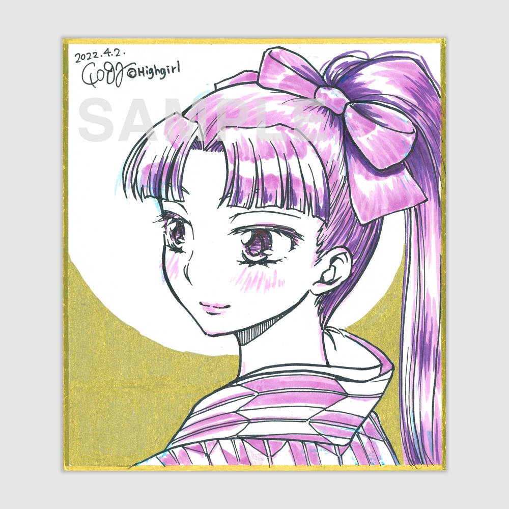 【色紙】袴女子(小サイズ)