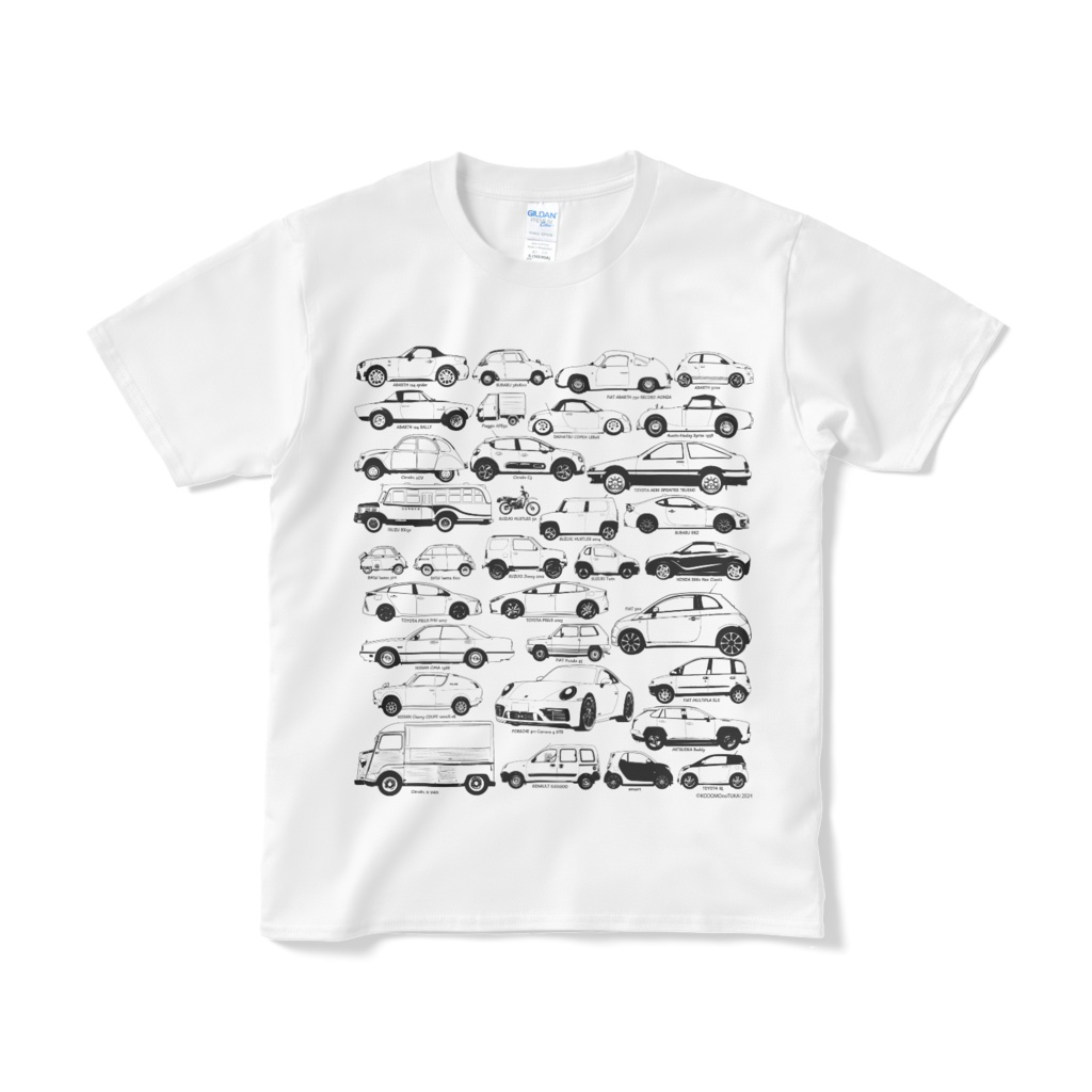 いろいろクルマTシャツ白
